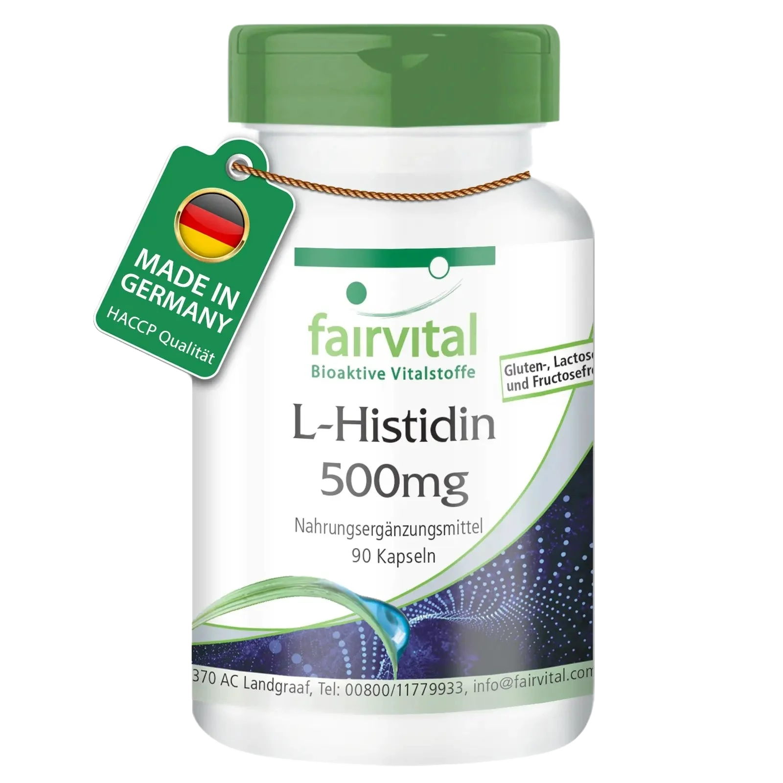 L-Histidin 500mg - 90 Kapseln - Aminosäure - Hochdosiert und Vegan | Fairvital L-Histidin 500mg - 90 Kapseln - Aminosäure - Hochdosiert und Vegan | Fairvital