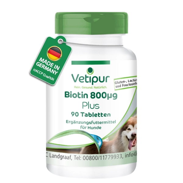 Biotina 800µg - 90 compresse per cani | Vetipur Biotina 800µg - 90 compresse per cani | Vetipur
