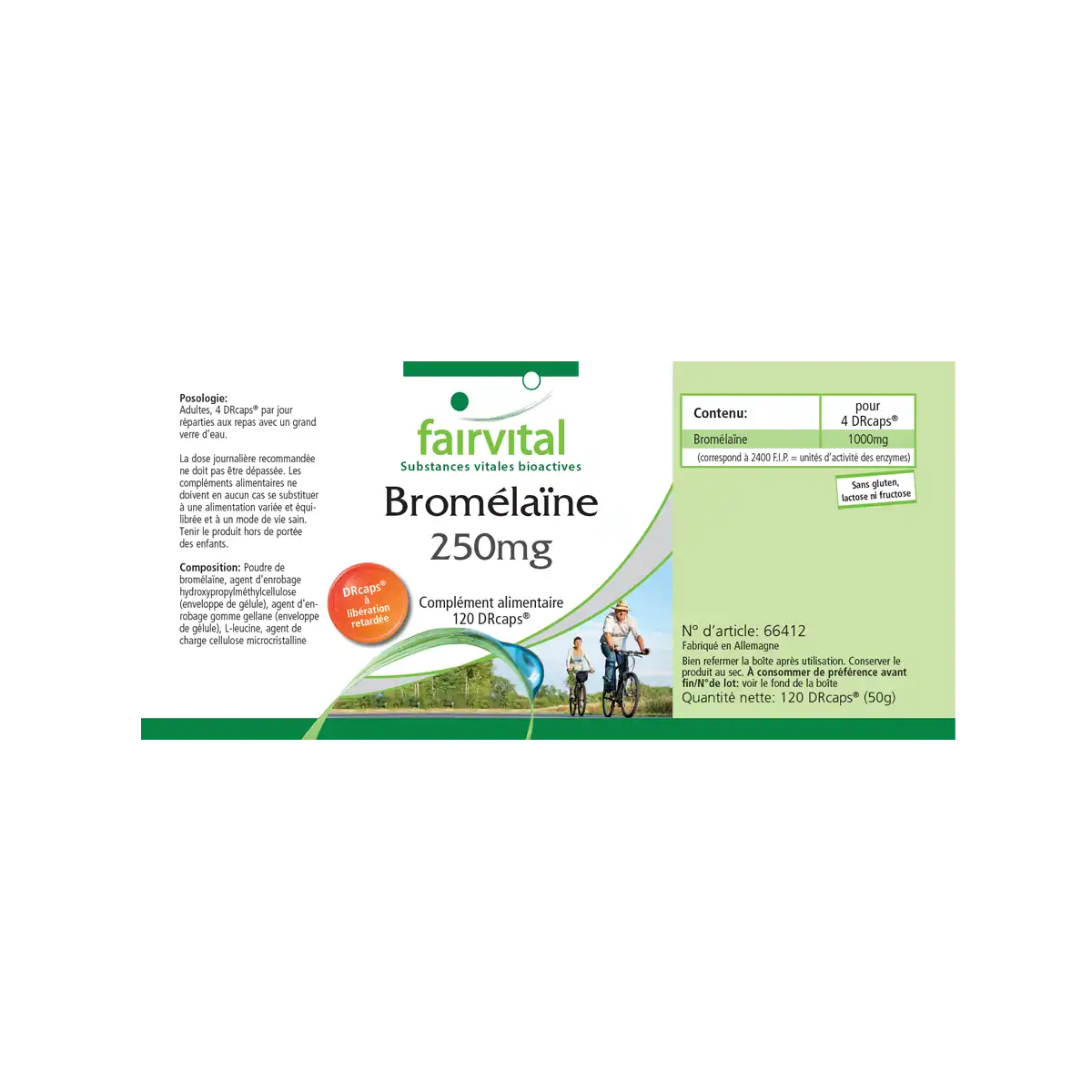 Bromelaïne 250mg - 120 DRCaps®, gastroresistent