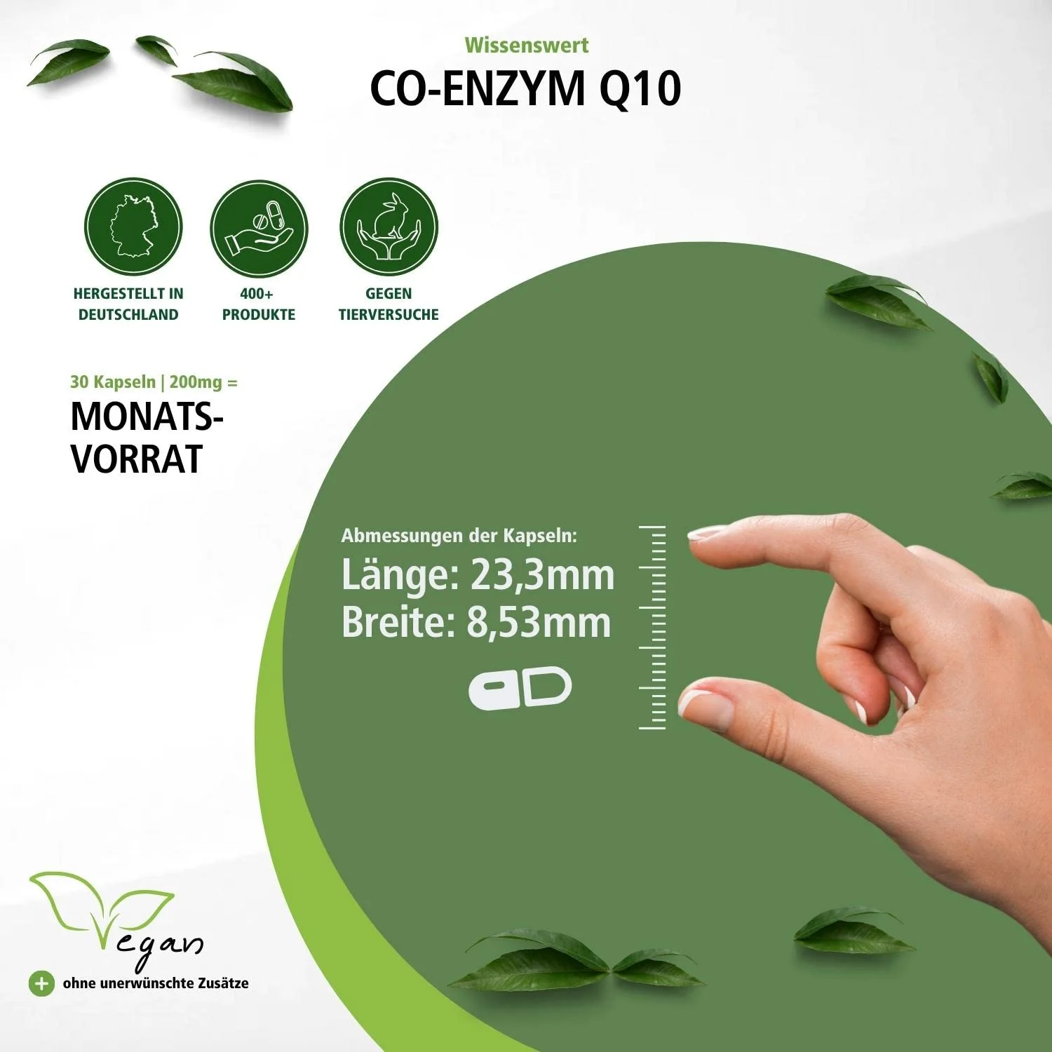 Co-Enzym Q10 200mg - 90 Kapseln - CoQ10 Ubiquinon Kapseln - Hochdosiert und Vegan | Fairvital