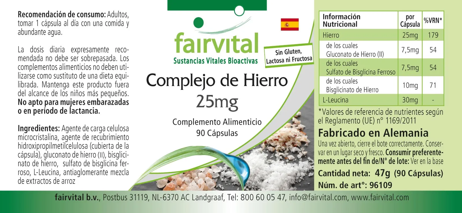 Complejo de hierro 25mg - 90 Cápsulas