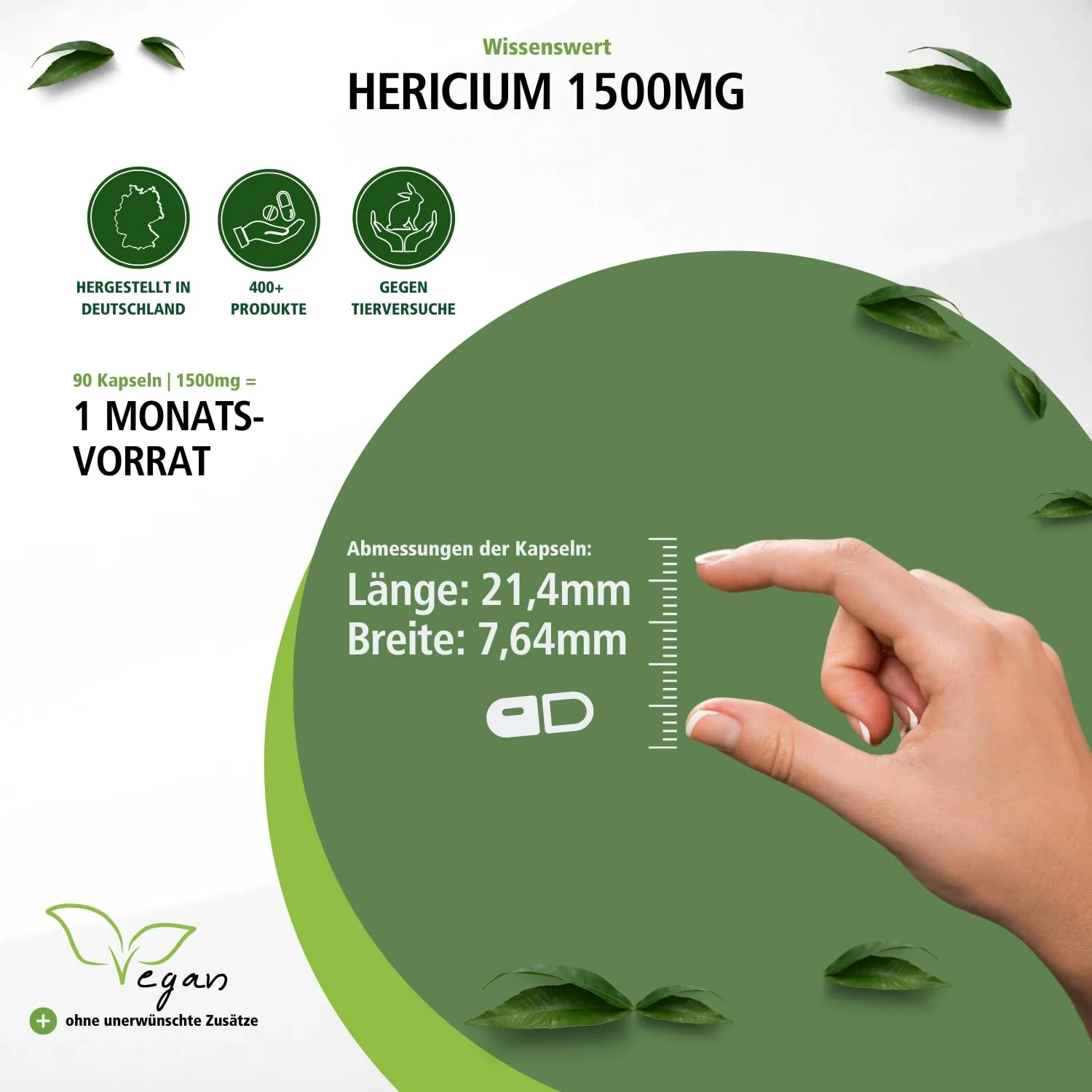Hericium 1500mg Tagesdosis - 90 Kapseln - schluckfreundlich - Hericium Erinaceus - hochdosiert und vegan | Fairvital