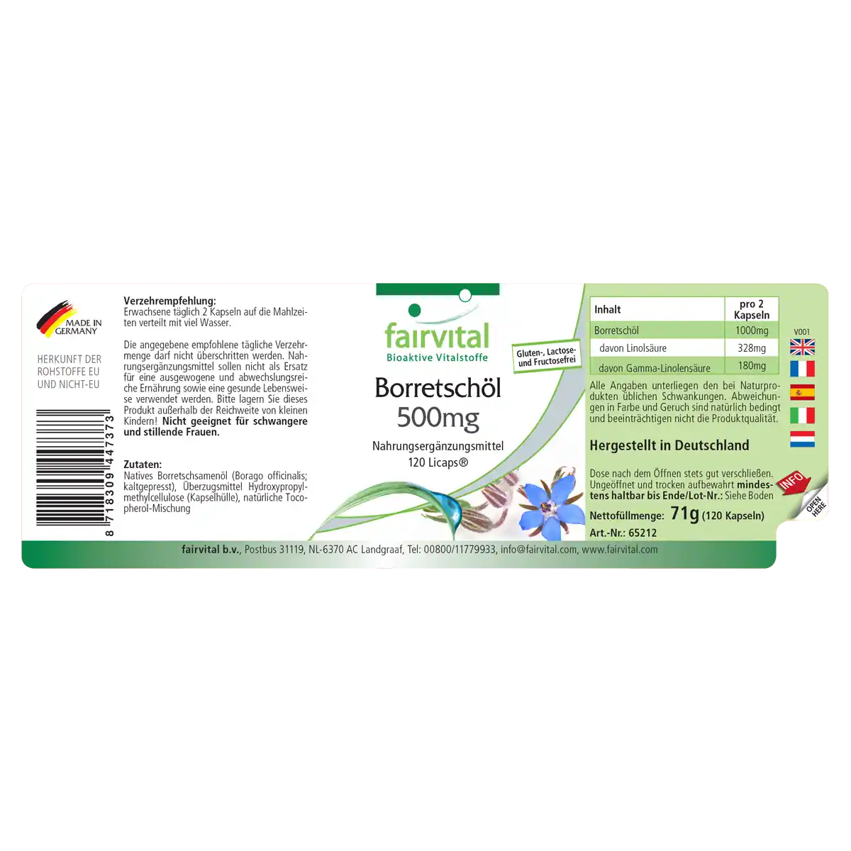 Huile de bourrache 500mg - 120 LiCaps® Huile de bourrache 500mg - 120 LiCaps®