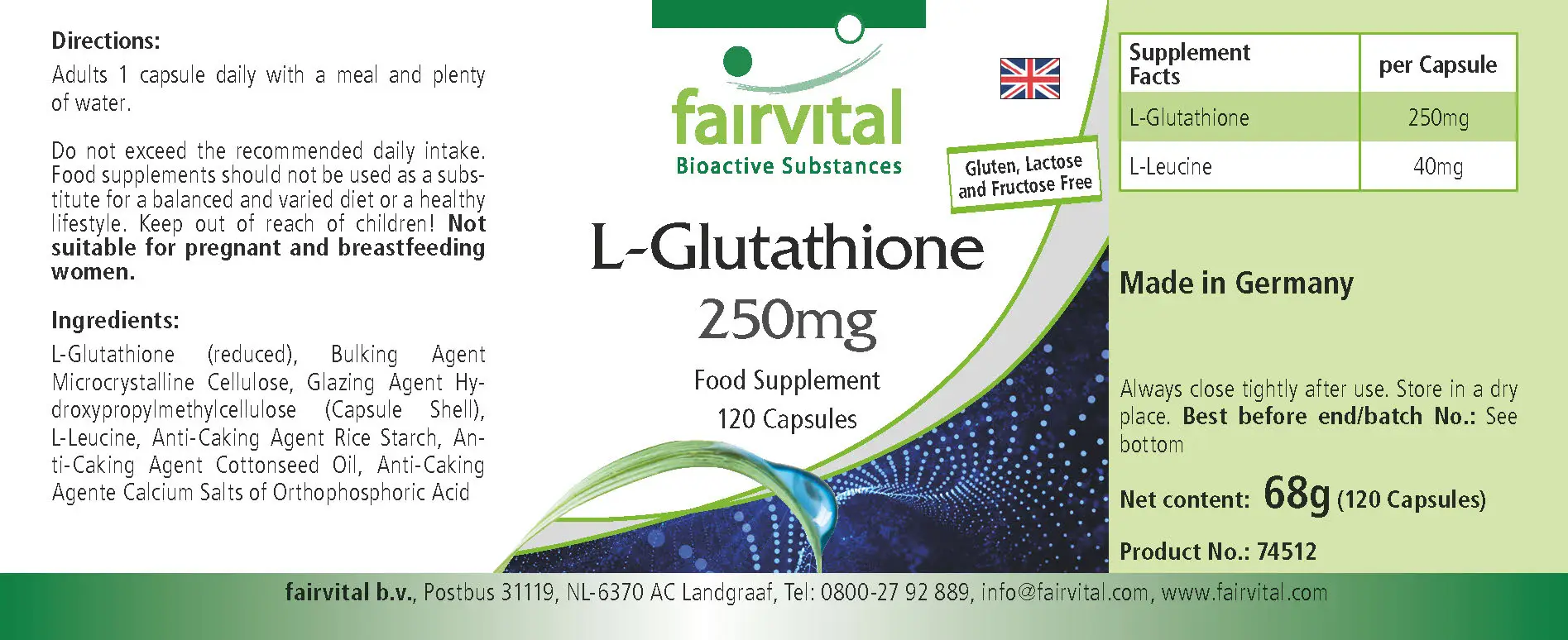 L-Glutathione 250mg - 120 capsules