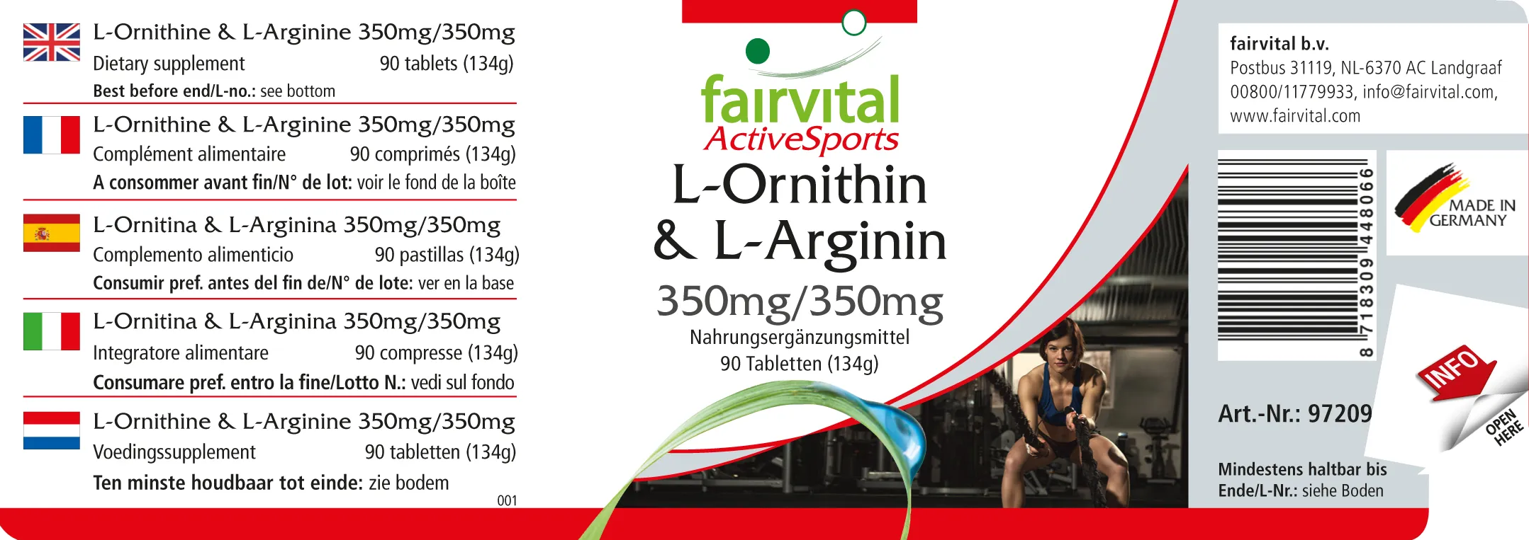 L-Ornithin & L-Arginin 350mg/350mg - 90 Tabletten - HOCHDOSIERT - VEGAN - Aminosäuren | Fairvital L-Ornithin & L-Arginin 350mg/350mg - 90 Tabletten - HOCHDOSIERT - VEGAN - Aminosäuren | Fairvital