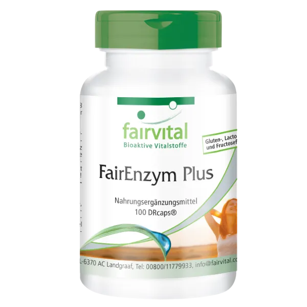 FairEnzym Plus - 100 DRCaps™ - Multi Enzym Komplex - mit Rutosid, Bromelain, Trypsin & Chymotrypsin - Hochdosiert | Fairvital FairEnzym Plus - 100 DRCaps™ - Multi Enzym Komplex - mit Rutosid, Bromelain, Trypsin & Chymotrypsin - Hochdosiert | Fairvital