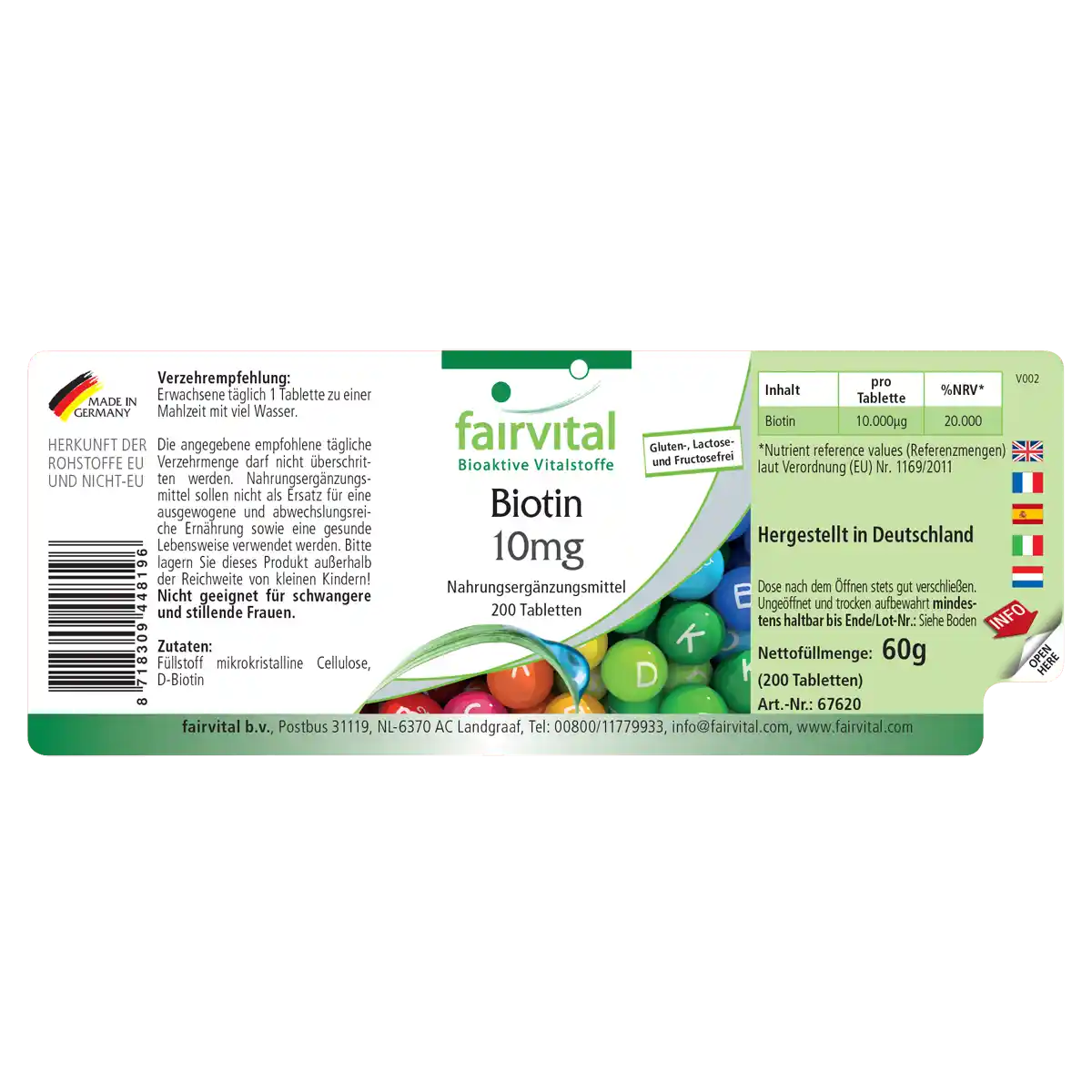 Biotina 10mg - 200 comprimidos