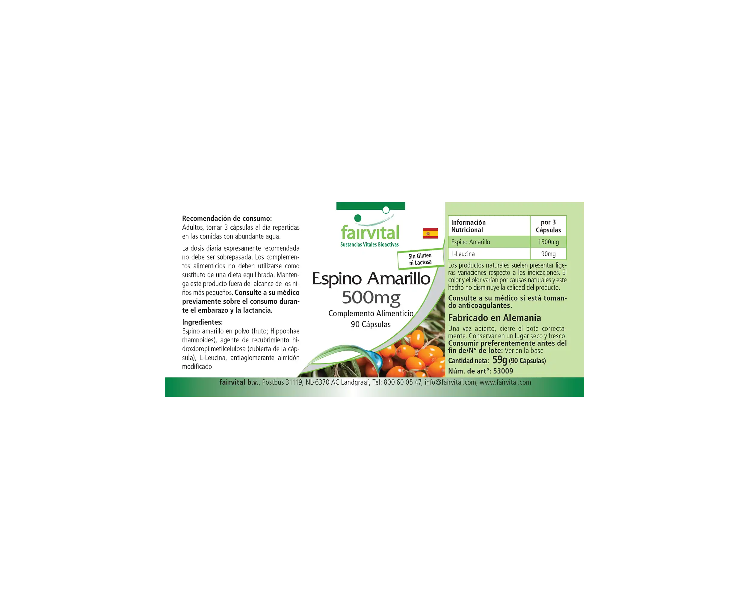 Sanddorn 500mg - 90 Kapseln - Hochdosiert und Vegan | Fairvital