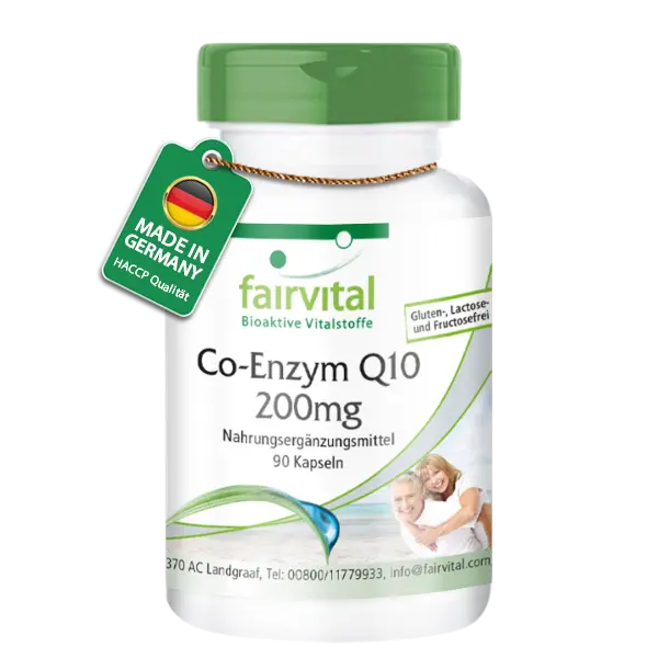 Co-Enzym Q10 200mg - 90 Kapseln - CoQ10 Ubiquinon Kapseln - Hochdosiert und Vegan | Fairvital Co-Enzym Q10 200mg - 90 Kapseln - CoQ10 Ubiquinon Kapseln - Hochdosiert und Vegan | Fairvital