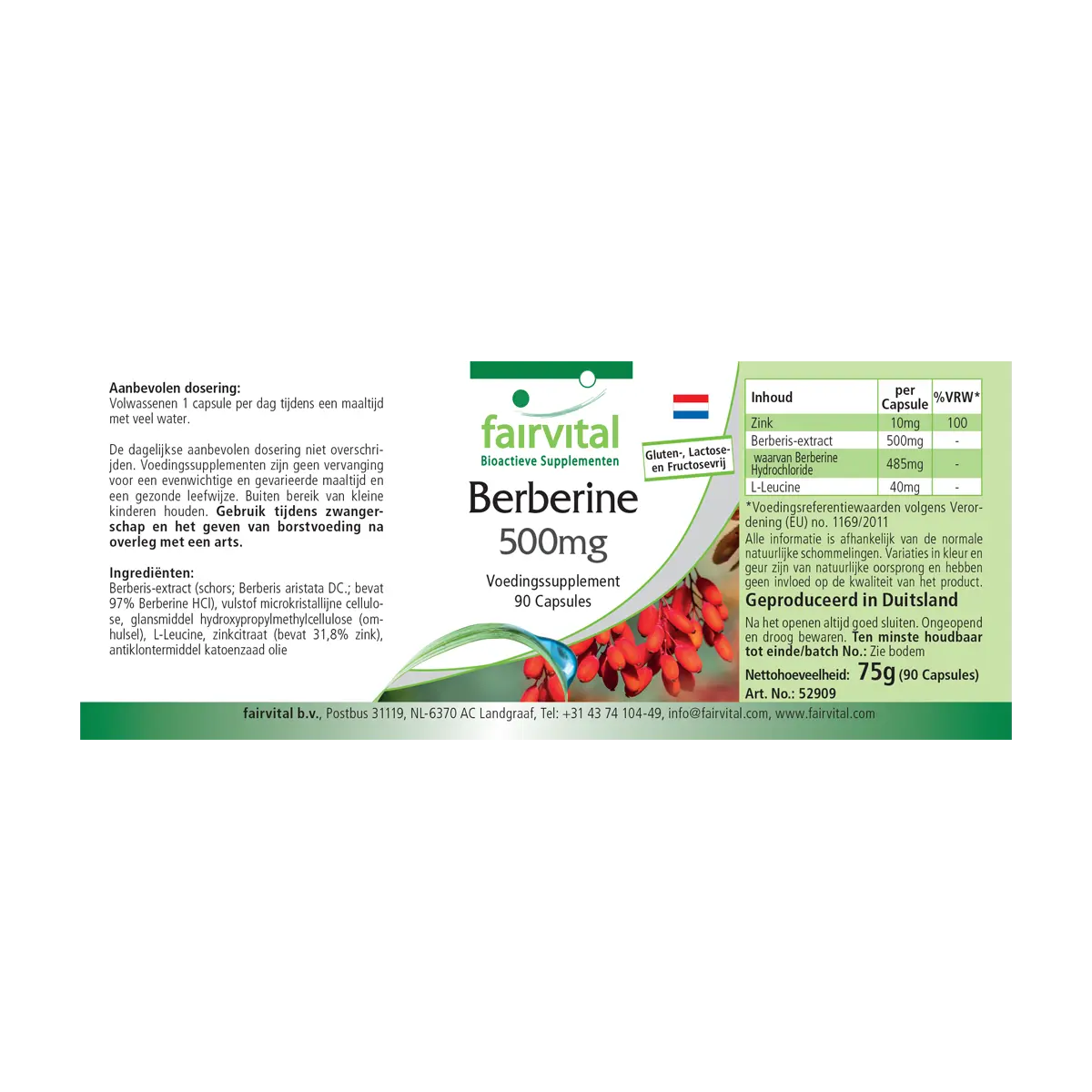 Berberine 500mg - 90 Capsules