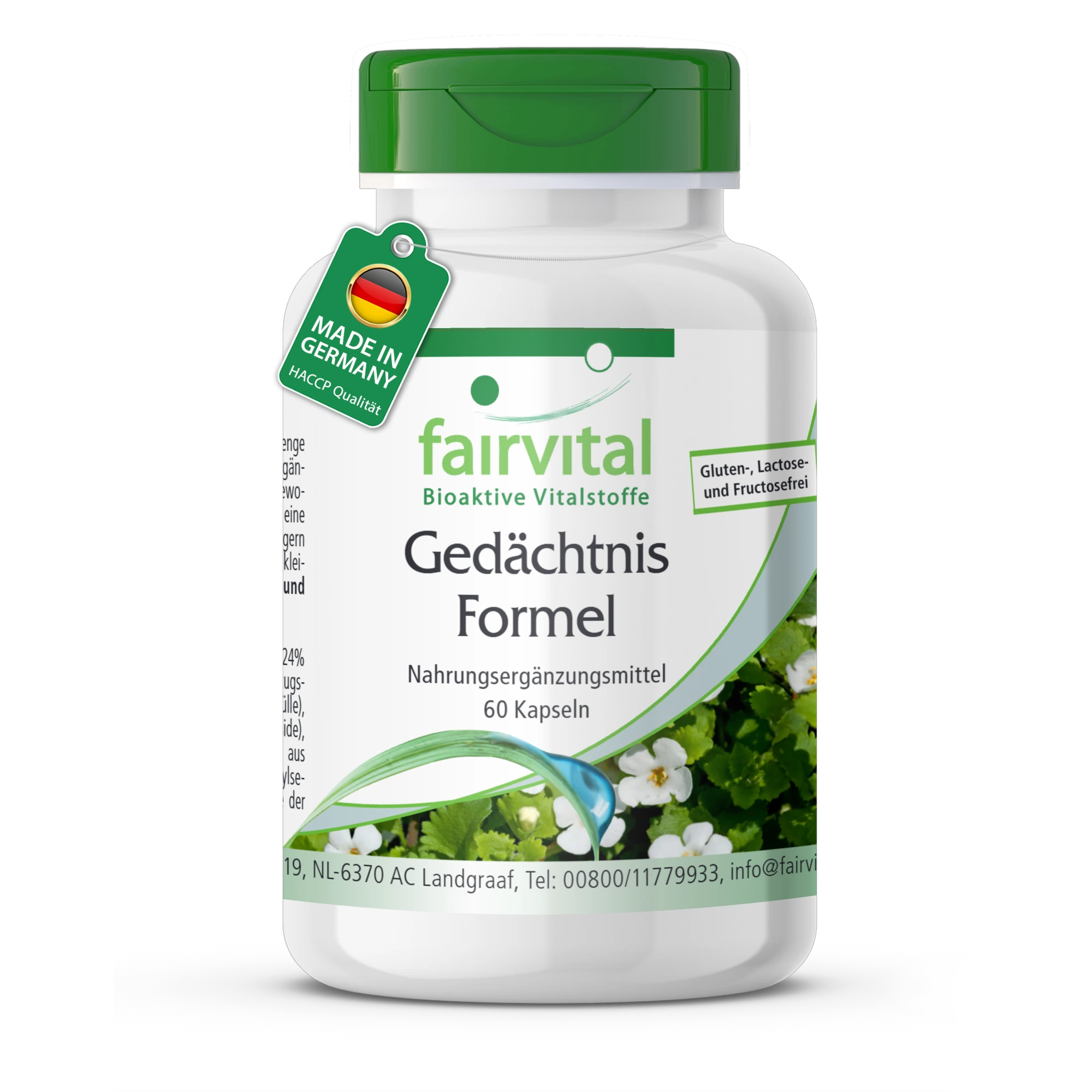Gedächtnis Formel - 60 Kapseln - mit Brahmi (Bacopa Monnieri); Ginkgo und mehr - Hochdosiert und Vegan | Fairvital