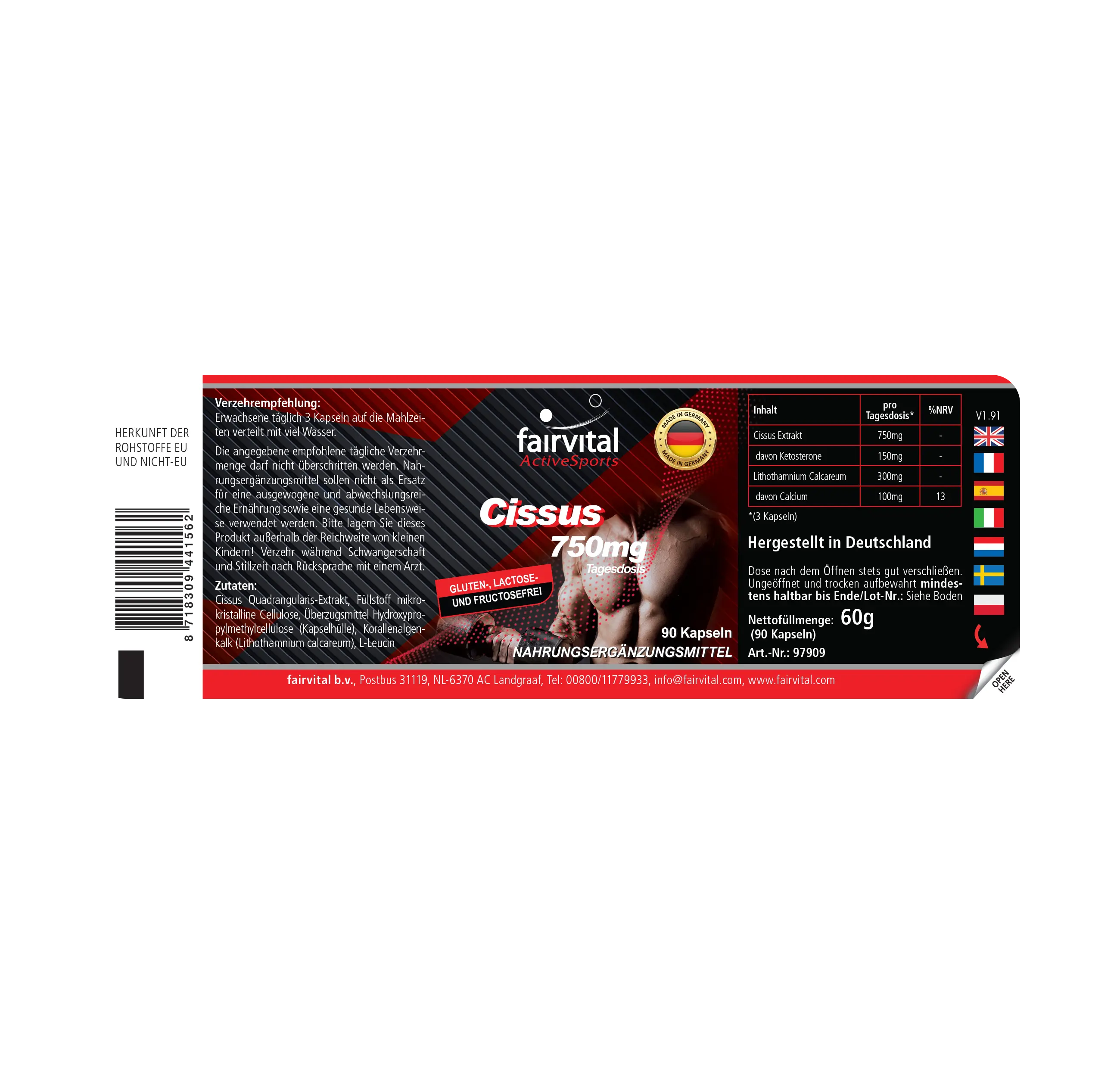Cissus 750mg Tagesdosis - 90 Kapseln - Cissus Quadrangularis - hochdosiert und vegan | Fairvital