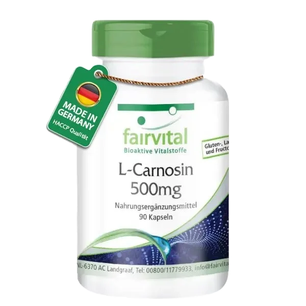 L-Carnosin 500mg - 90 Kapseln - Aminosäure - Hochdosiert und Vegan | Fairvital L-Carnosin 500mg - 90 Kapseln - Aminosäure - Hochdosiert und Vegan | Fairvital
