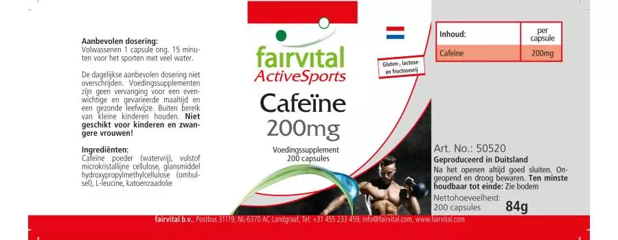 Koffein 200mg - 200 Kapseln - Hochdosiert und Vegan | Fairvital Koffein 200mg - 200 Kapseln - Hochdosiert und Vegan | Fairvital