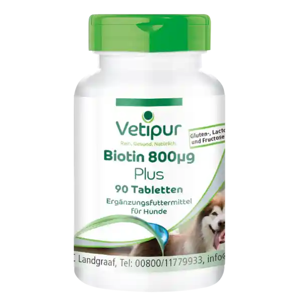 Biotina 800µg - 90 compresse per cani | Vetipur Biotina 800µg - 90 compresse per cani | Vetipur