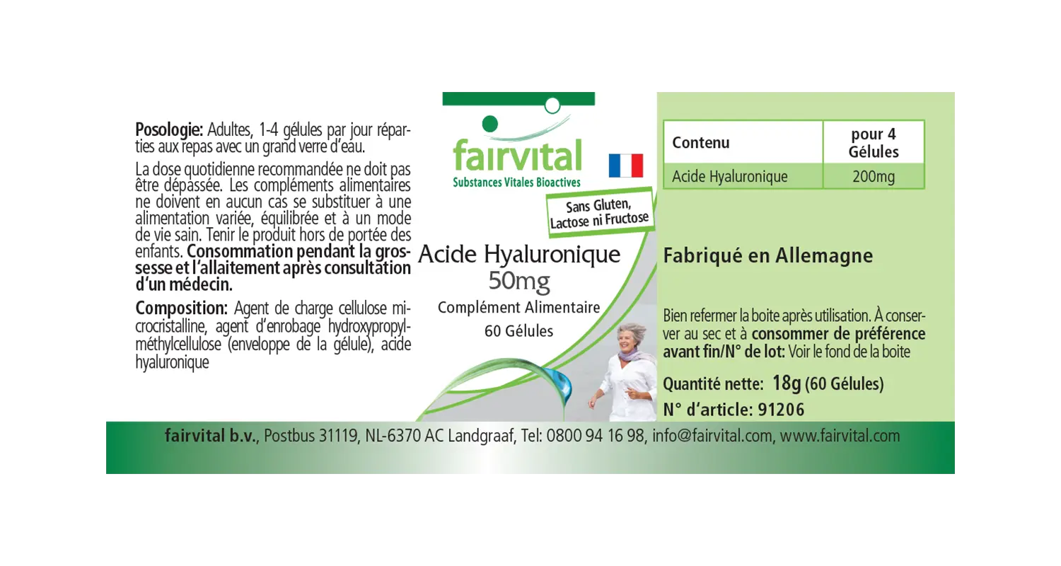 Hyaluronsäure 50mg - 60 Kapseln - Vegan | Fairvital