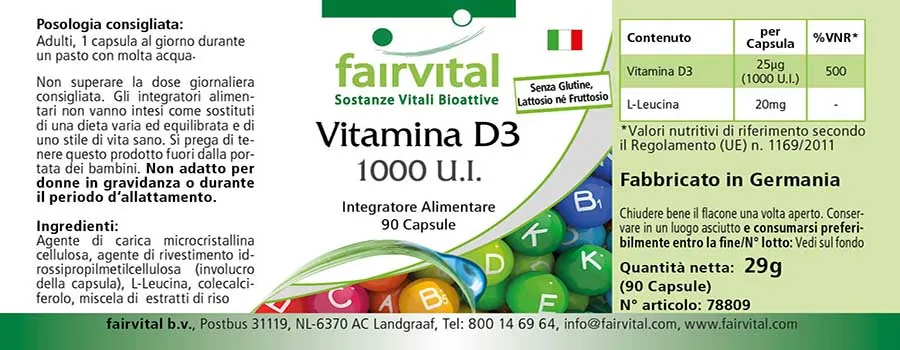 Vitamine D3 1000 I.U. - 90 capsules