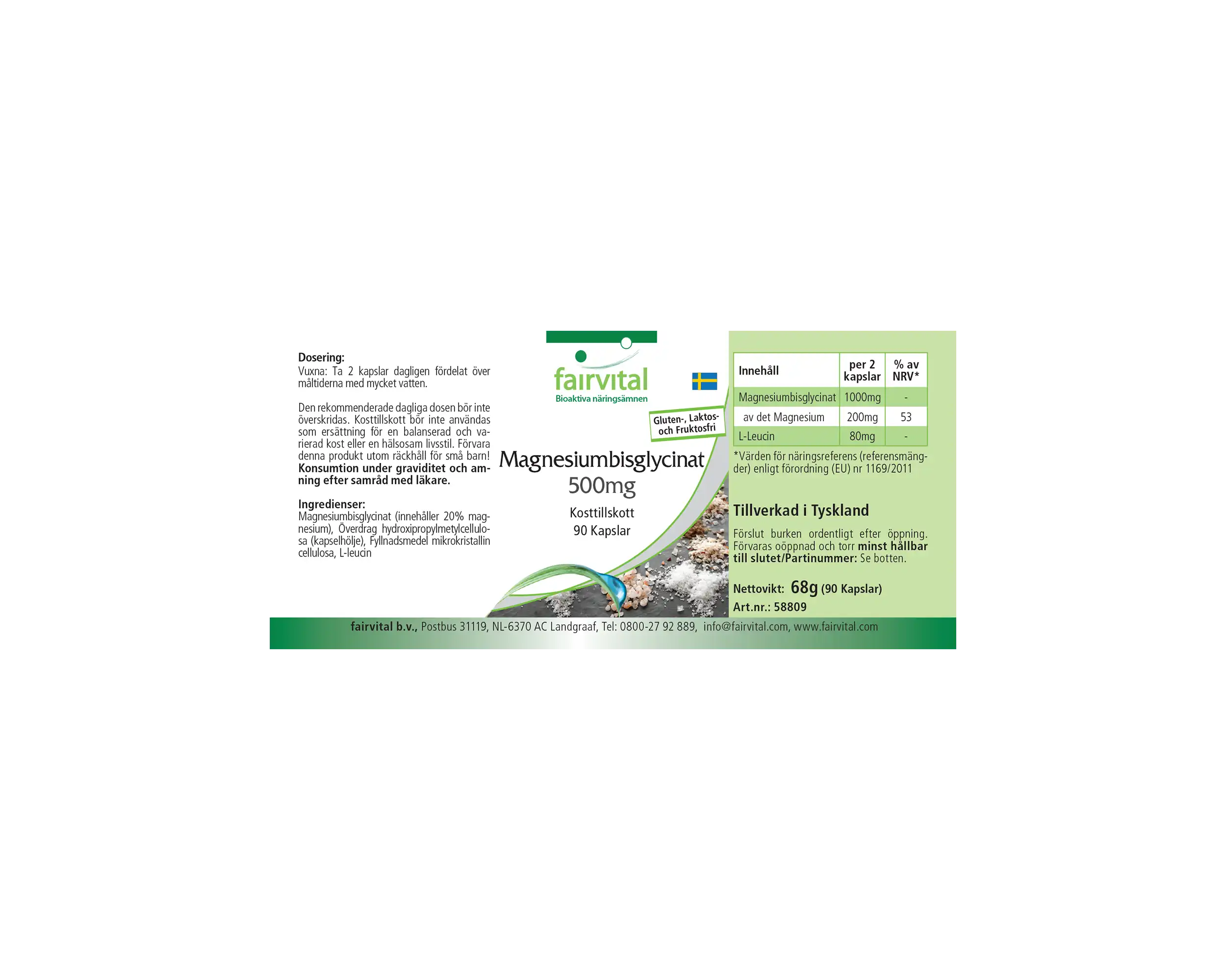 Magnesium bisglycinate 500mg - 90 Capsules