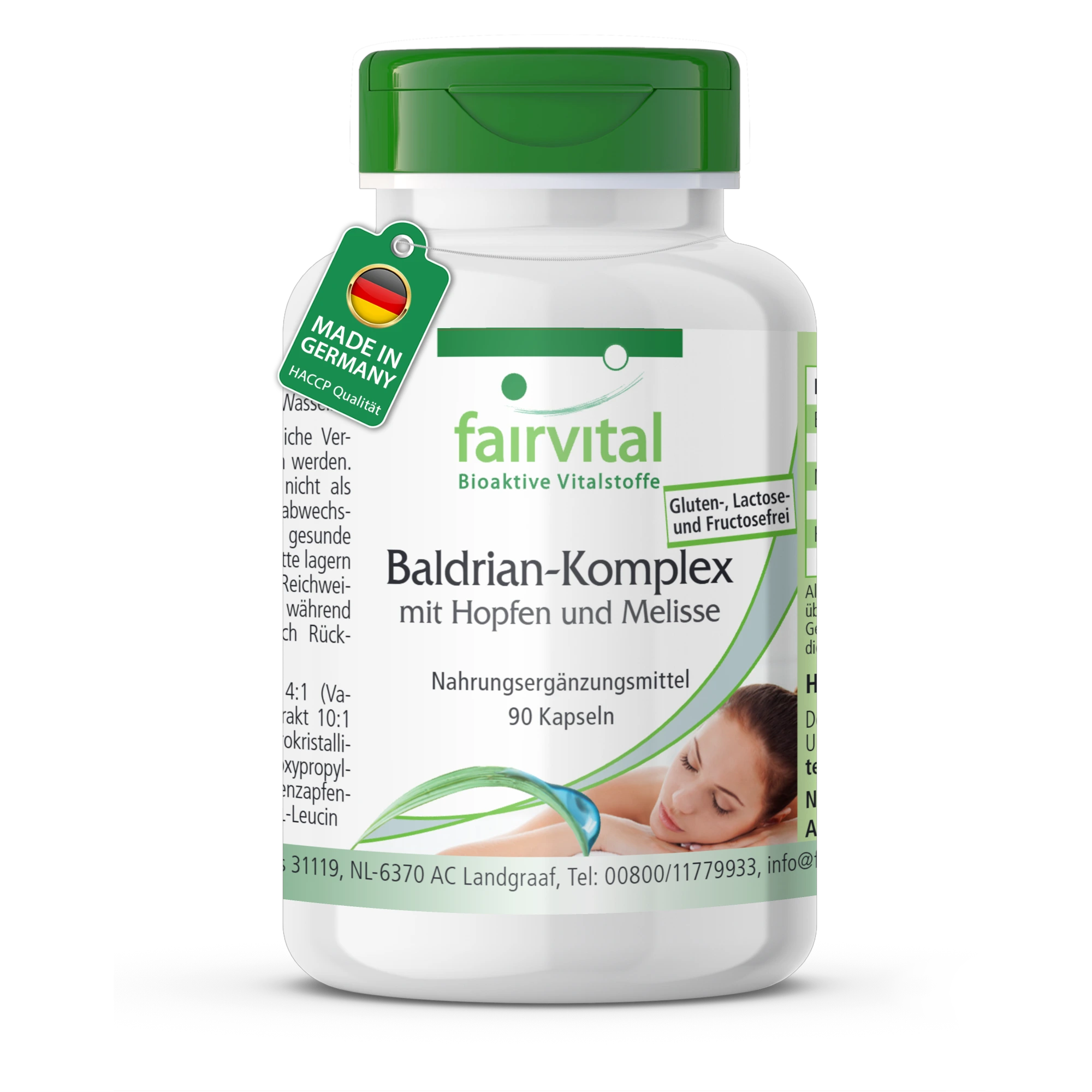 Baldrian-Komplex mit Hopfen und Melisse - 90 Kapseln - schluckfreundlich - hochdosiert und vegan | Fairvital