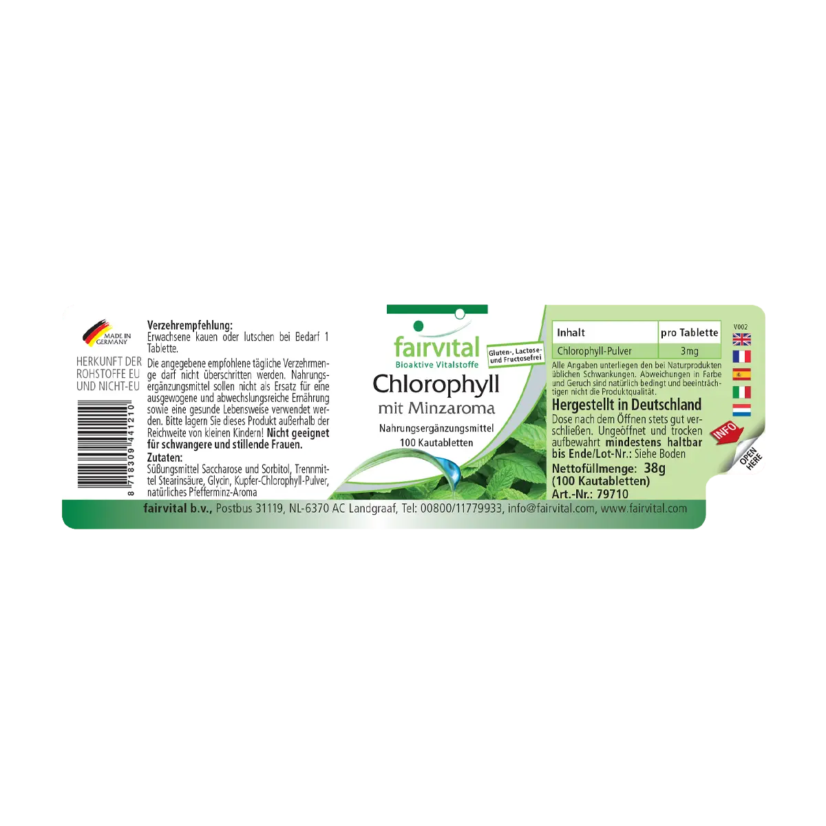 Chlorophylle et menthe - 100 Comprimés à croquer Chlorophylle et menthe - 100 Comprimés à croquer