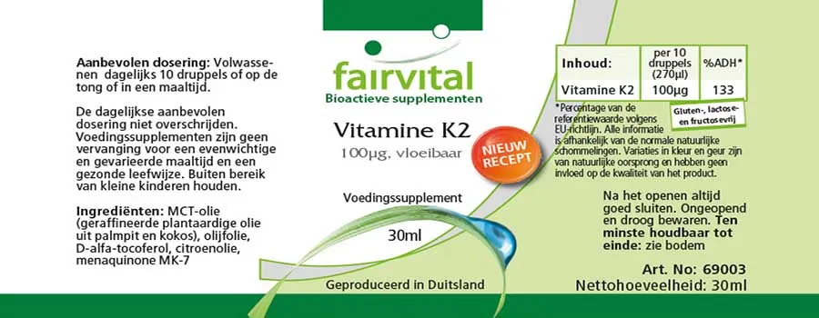 Vitamina K2 liquida 100µg per 10 gocce - 30ml