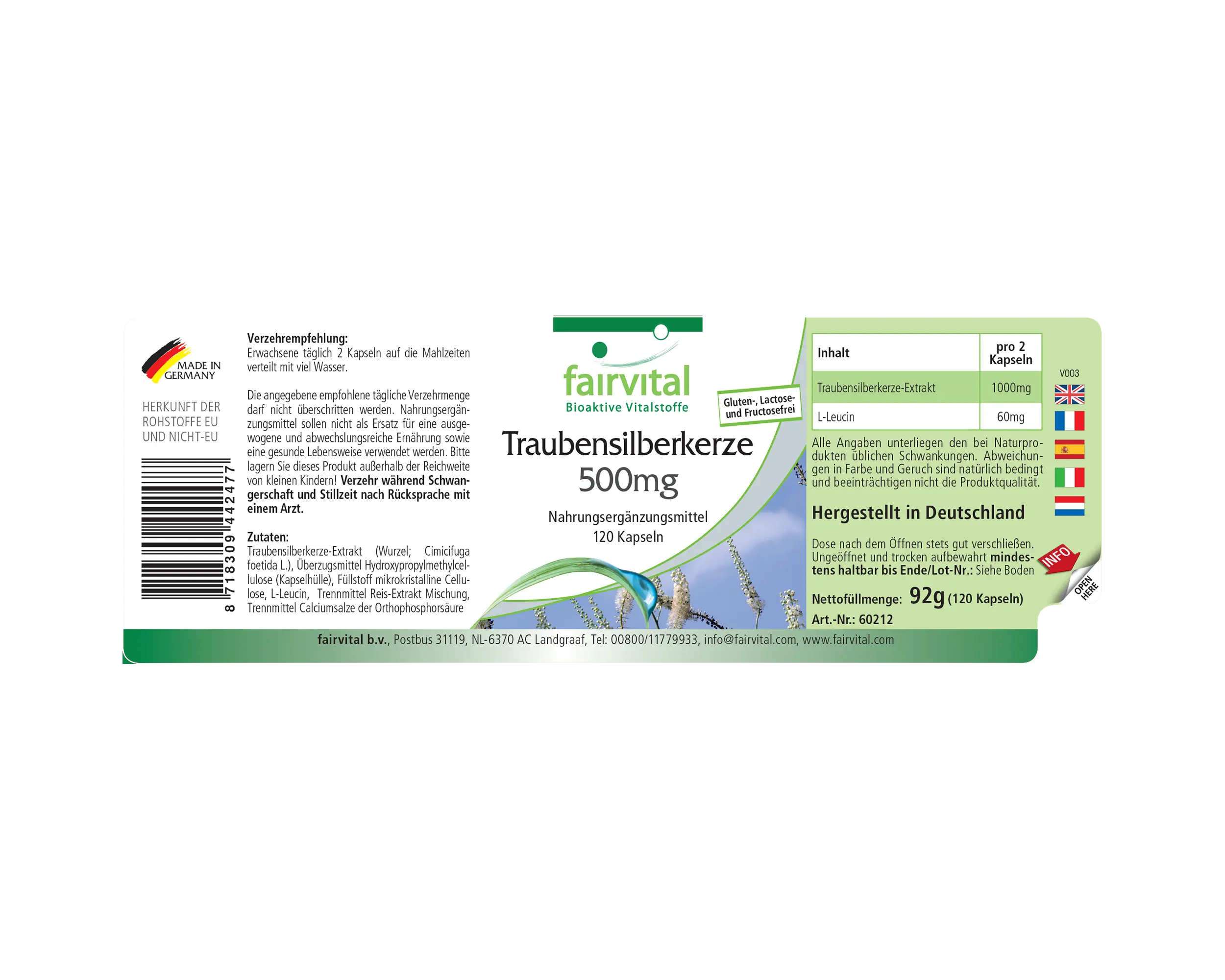Extracto de cohosh negro 500mg Extracto de cohosh negro 500mg