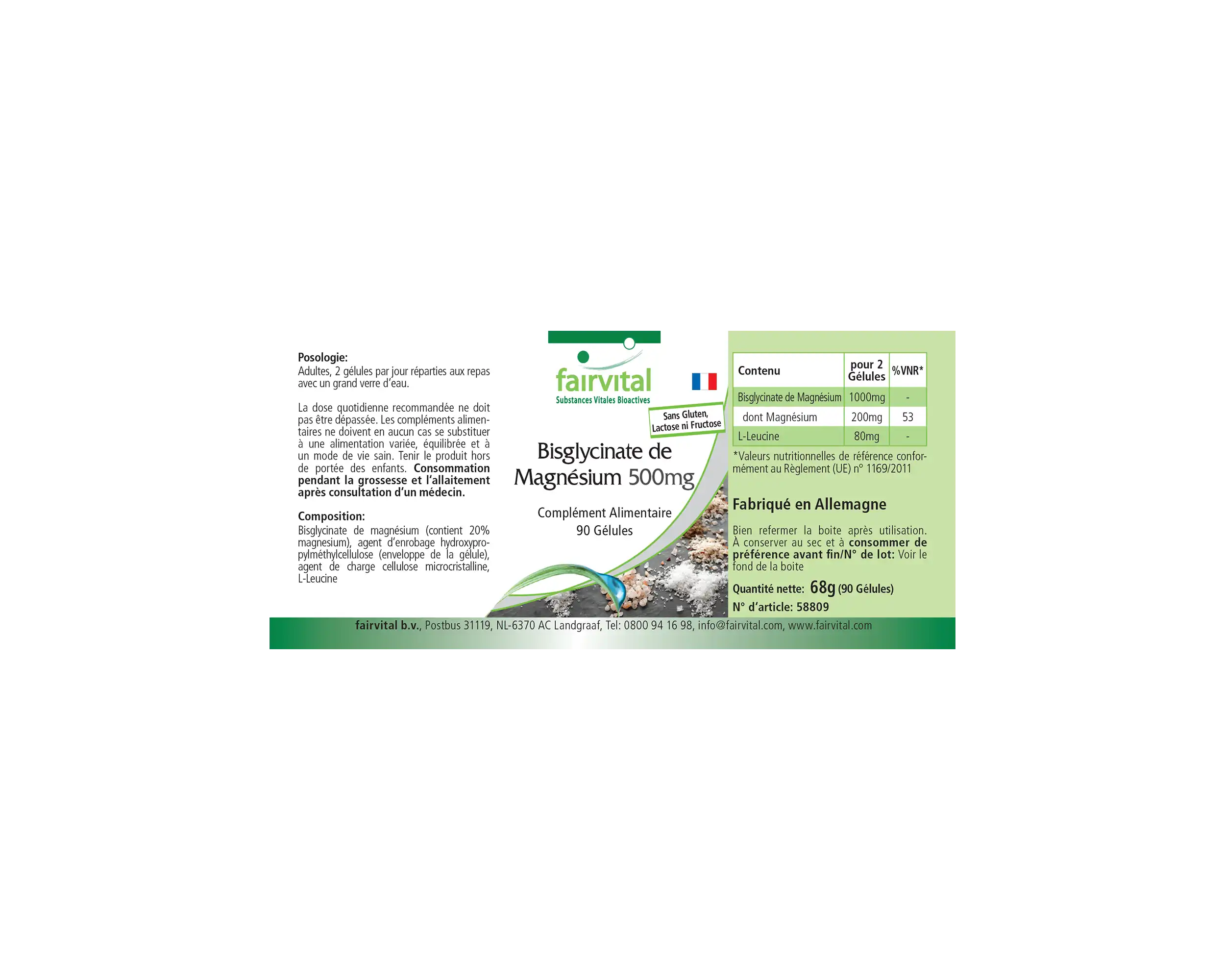 Magnesium bisglycinate 500mg - 90 Capsules
