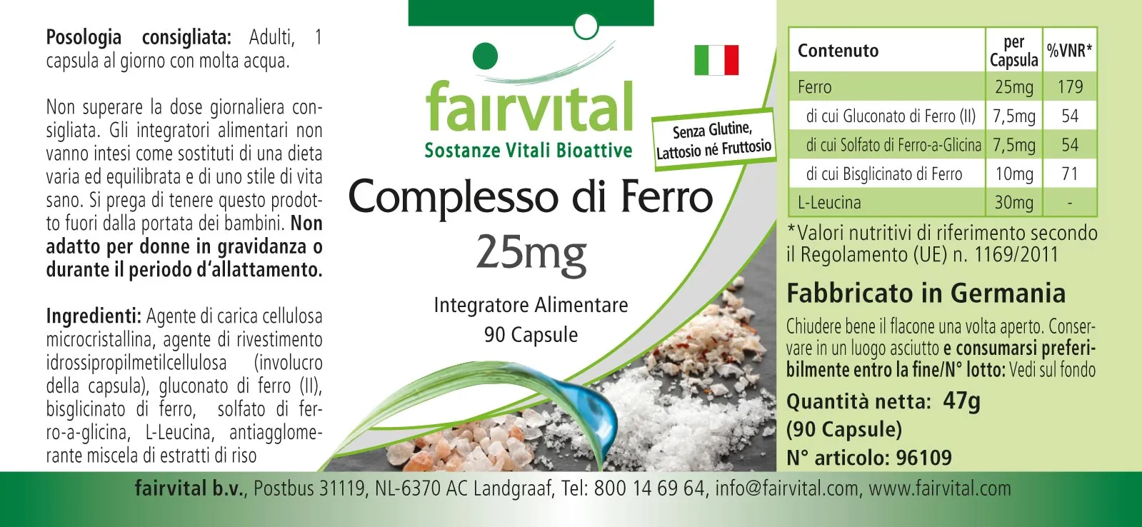 Complesso di ferro 25 mg - 90 capsule