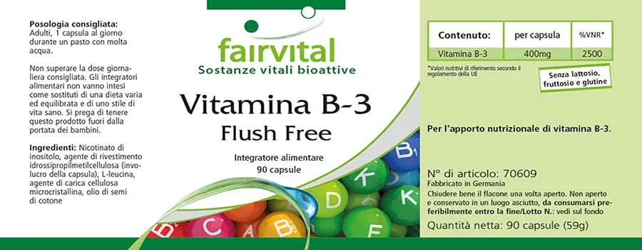 Vitamine B-3 Niacine Sans rougeurs - 90 gélules Vitamine B-3 Niacine Sans rougeurs - 90 gélules
