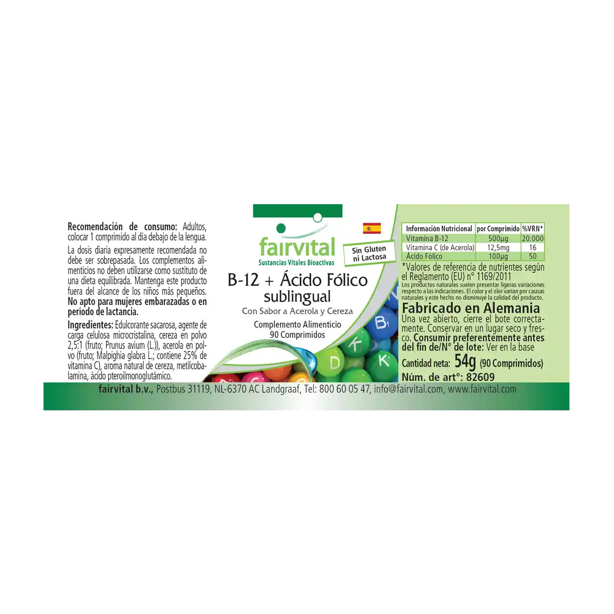 B-12 + Acido Folico sublinguale – 90 compresse