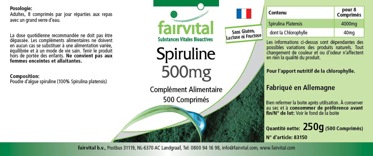 Spirulina 500mg – 500 tablets