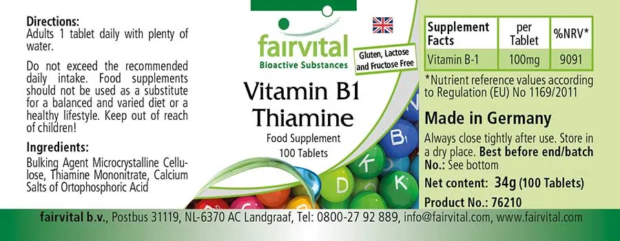 Vitamina B1 Tiamina – 100 compresse