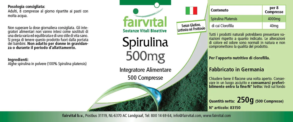Espirulina 500mg - 500 comprimidos