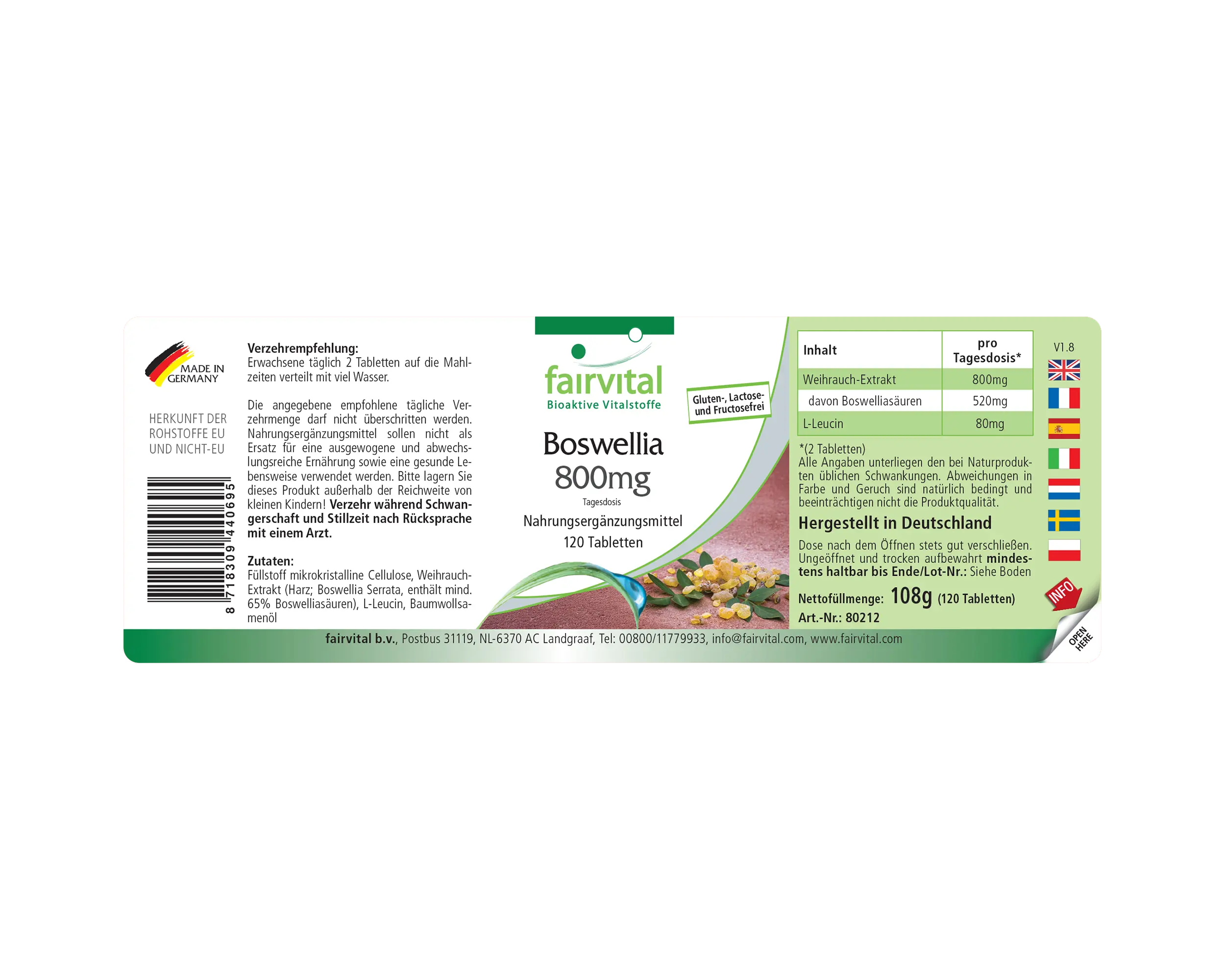 Boswellia 400mg - Boswellia Serrata - Indischer Weihrauch - 120 Tabletten - Hochdosiert und Vegan | Fairvital
