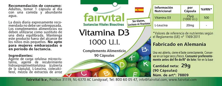 Vitamina D3 1000 U.I. - 90 Cápsulas