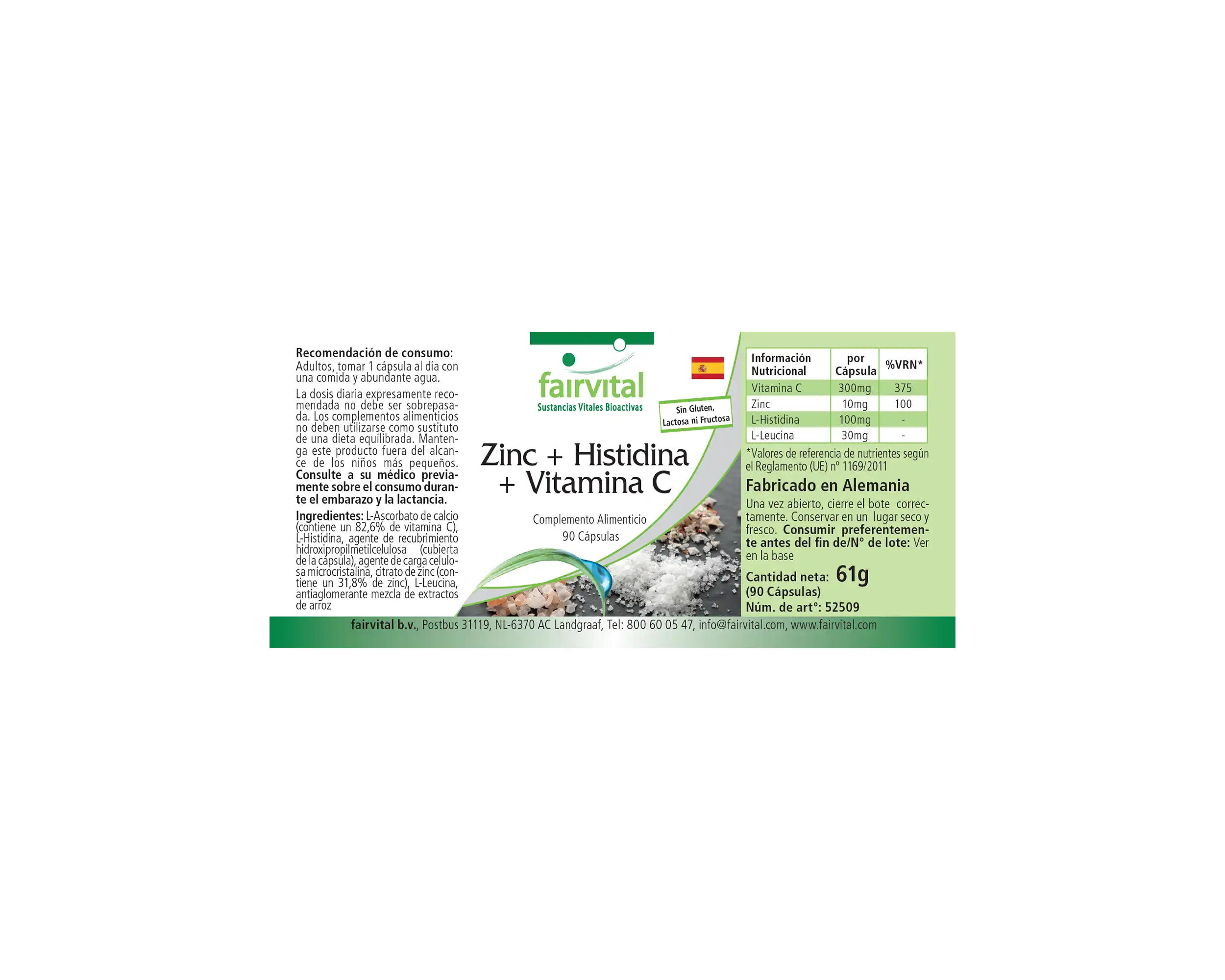 Zinc + Histidine + Vitamine C - 90 Capsules