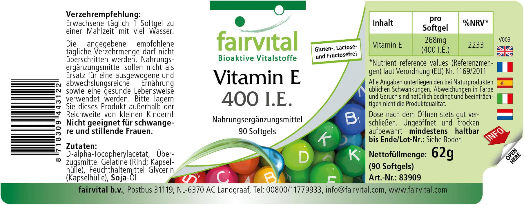 Vitamine E 400 I.U. - 90 softgels