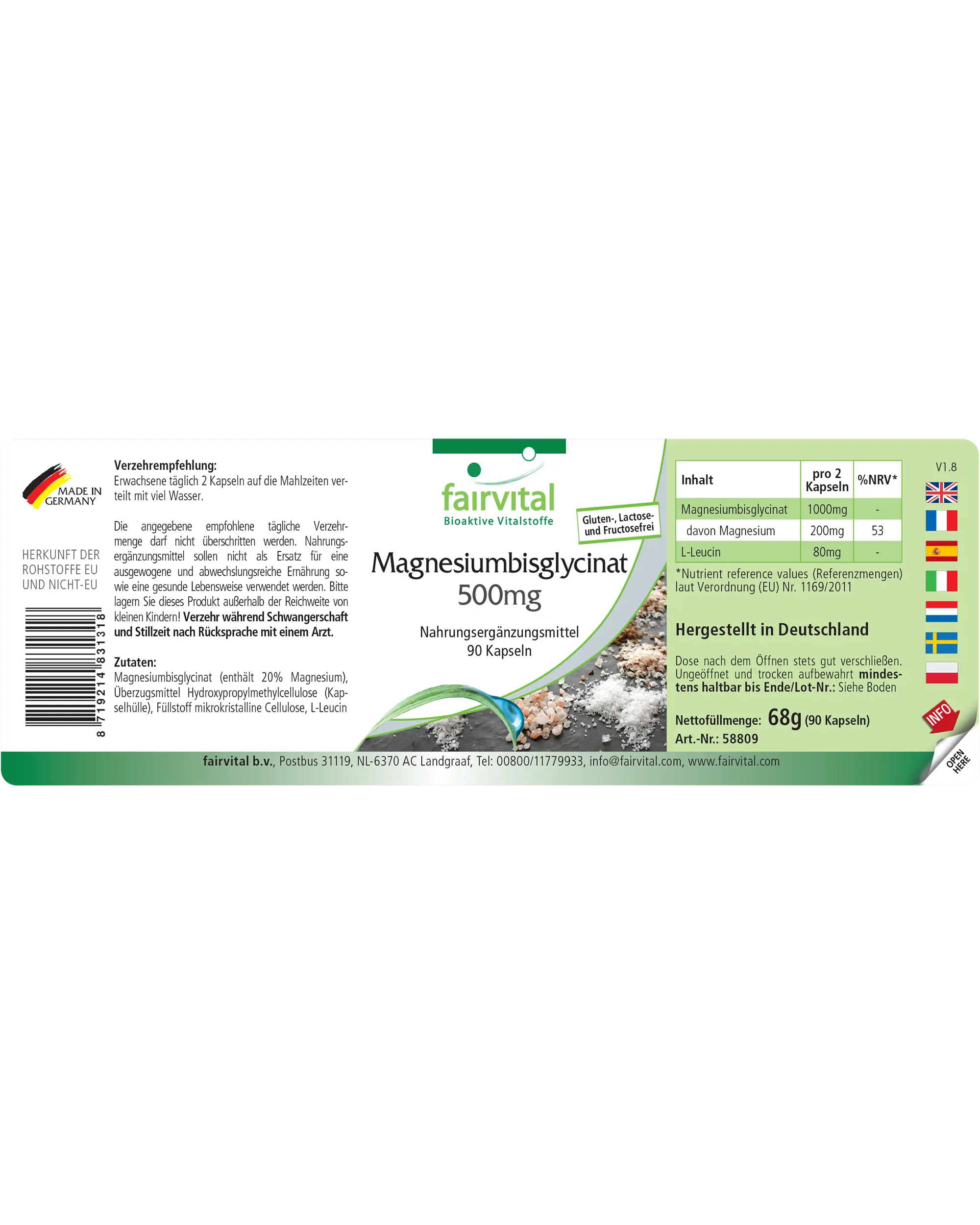 Magnesium bisglycinate 500mg - 90 Capsules