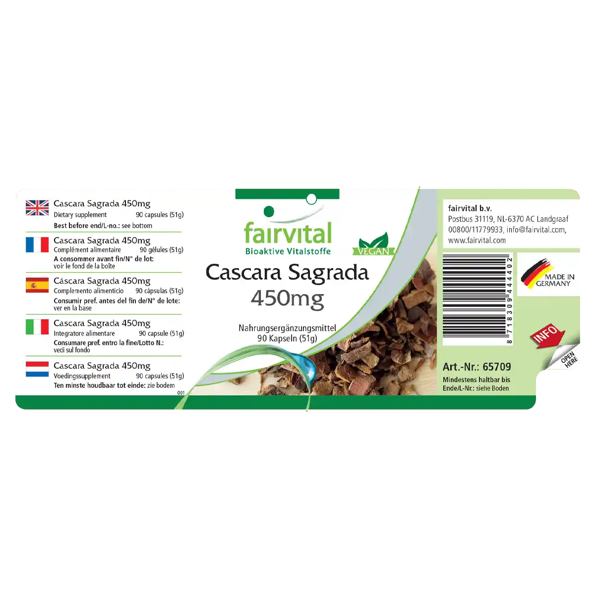 Cascara Sagrada 450mg - 90 Kapseln - Cascara Sagrada Rindenextrakt - Hochdosiert und Vegan | Fairvital Cascara Sagrada 450mg - 90 Kapseln - Cascara Sagrada Rindenextrakt - Hochdosiert und Vegan | Fairvital