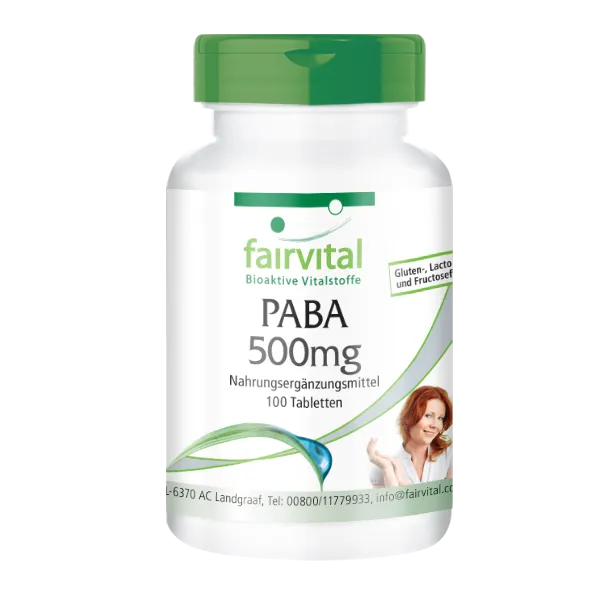 PABA 500mg - vitamine B10 - 100 tabletten