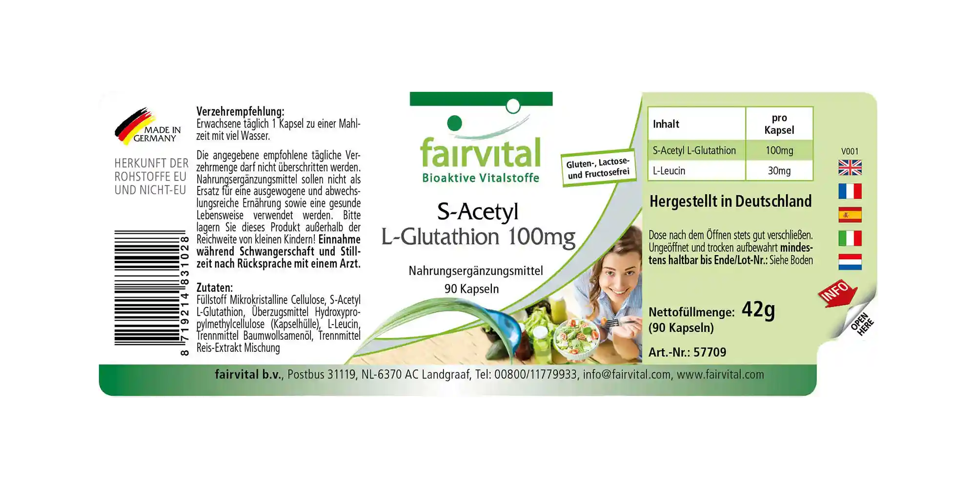 S-Acetyl L-Glutathion 100mg - 90 Kapseln - hohe Bioverfügbarkeit - Vegan | Fairvital S-Acetyl L-Glutathion 100mg - 90 Kapseln - hohe Bioverfügbarkeit - Vegan | Fairvital