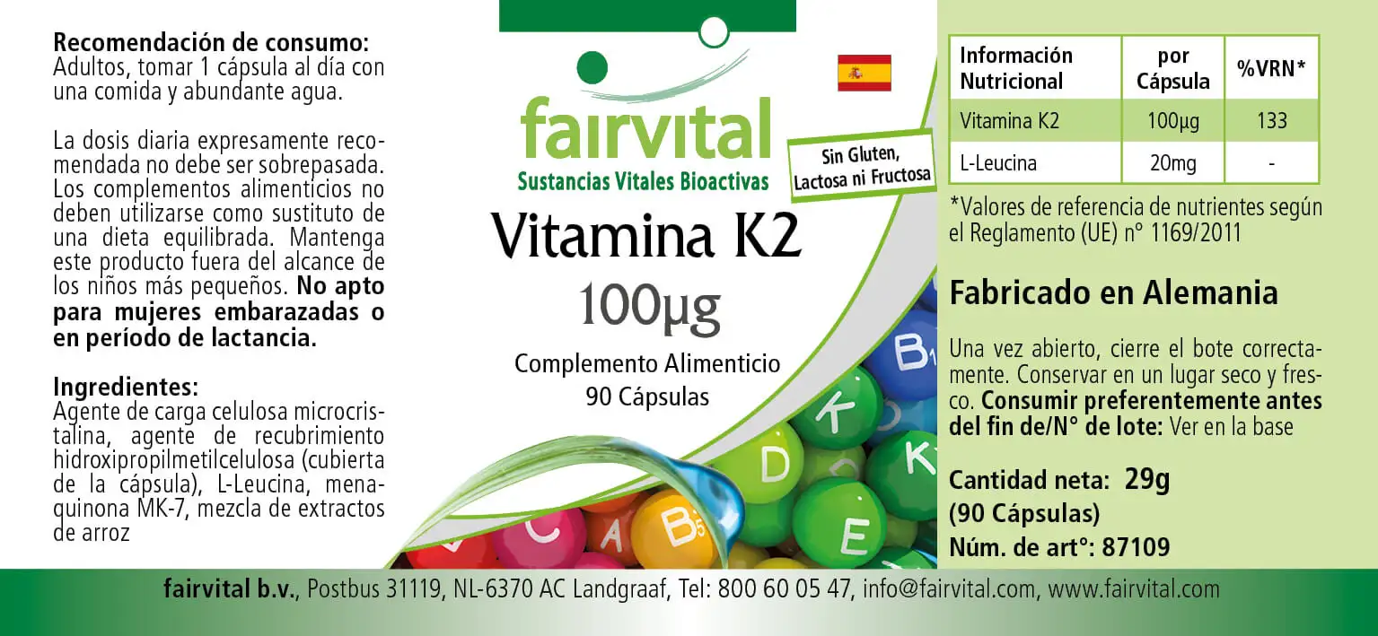 Vitamine K2 100µg - 90 gélules