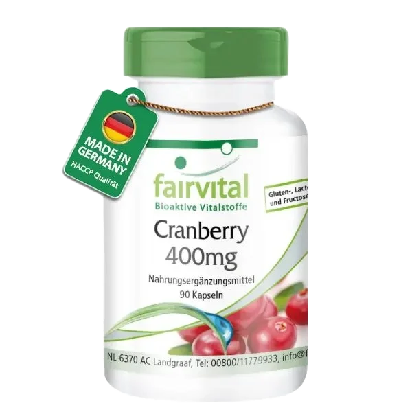 Cranberry 400mg - 90 Kapseln - Hochdosiert und Vegan | Fairvital Cranberry 400mg - 90 Kapseln - Hochdosiert und Vegan | Fairvital