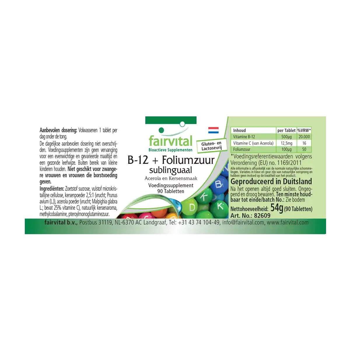 B-12 and folic acid sublingual with acerola-cherry taste – 90 tablets