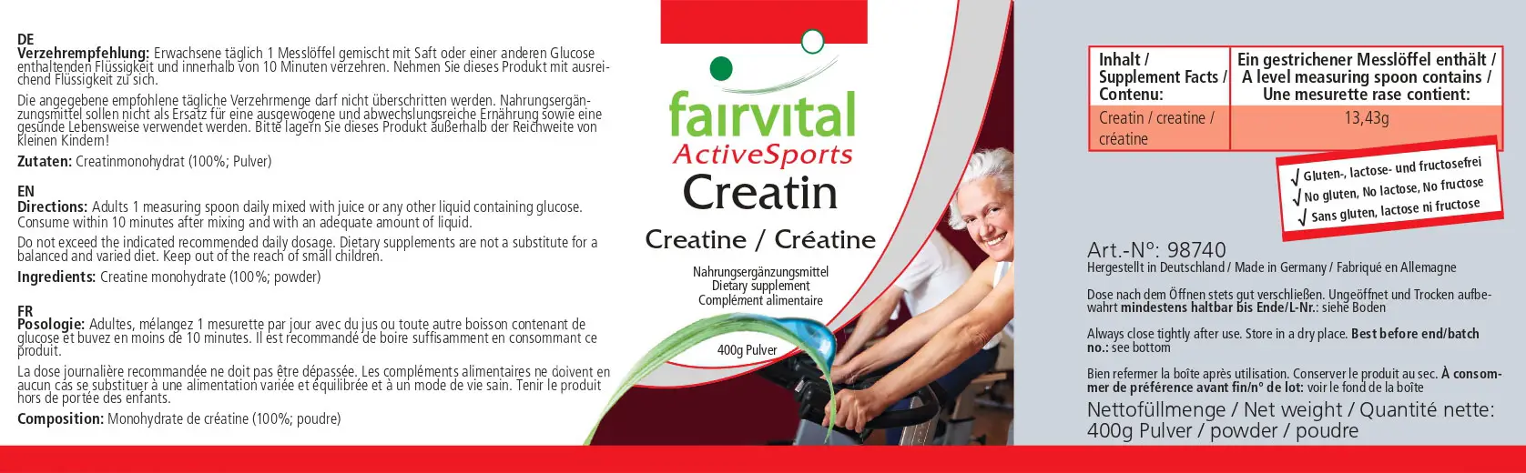 Creatin Pulver Pur - Kreatin Pulver - Hochdosiert und Vegan | Fairvital Creatin Pulver Pur - Kreatin Pulver - Hochdosiert und Vegan | Fairvital