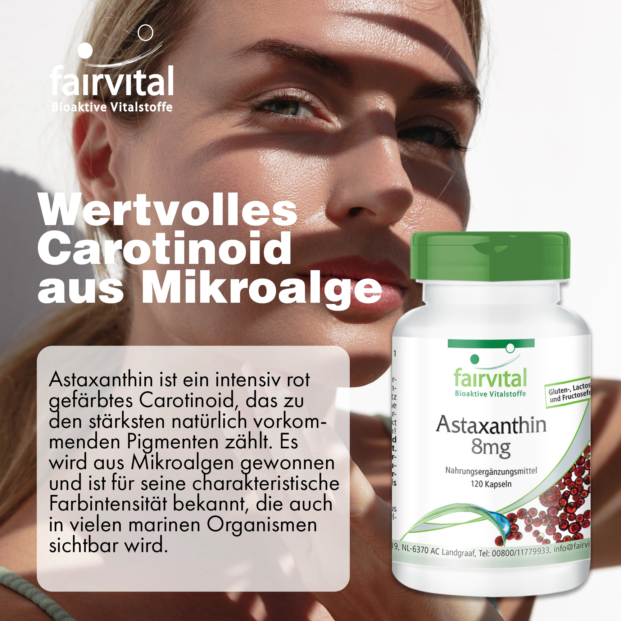 Astaxanthin 8mg - 120 Kapseln - Schluckfreundlich - Vegan | Fairvital