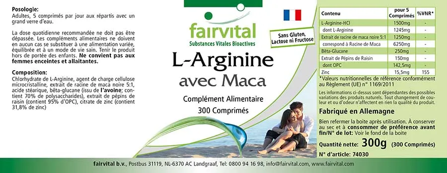 L-arginina con maca - 300 comprimidos