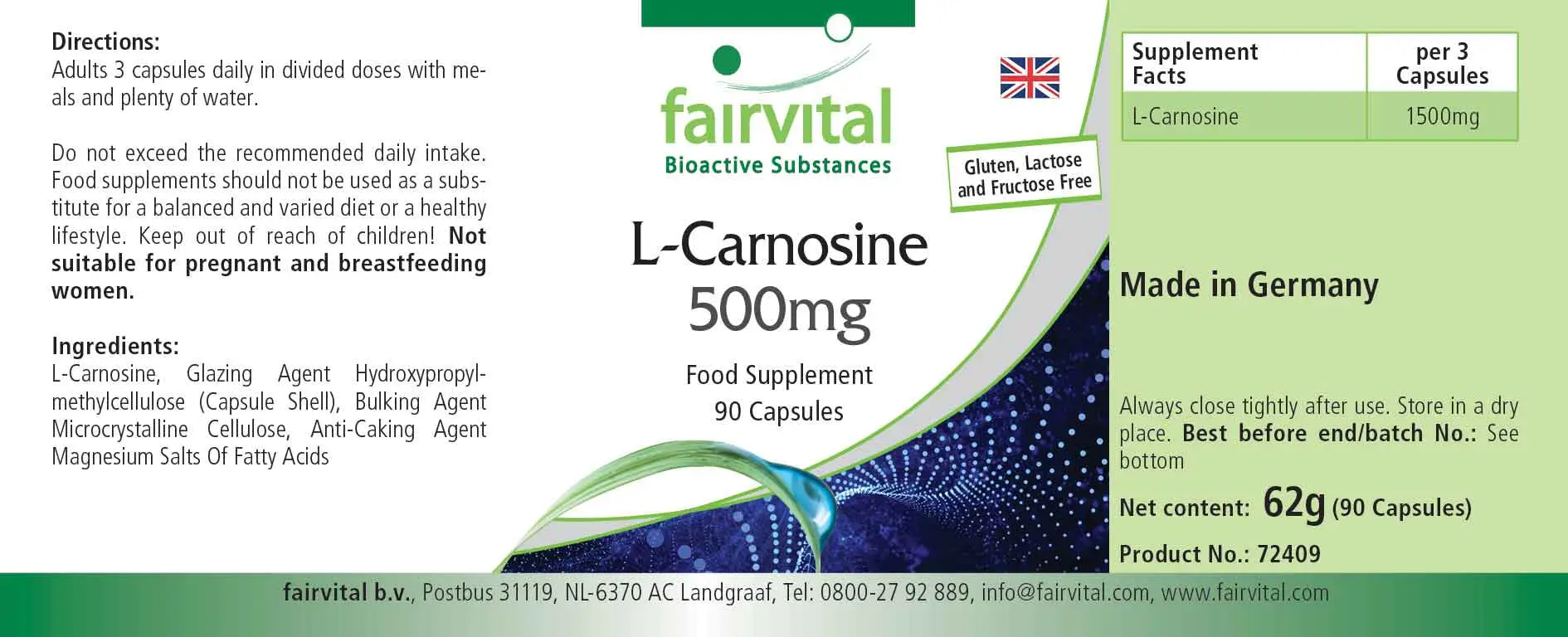 L-Carnosine 500mg - 90 gélules