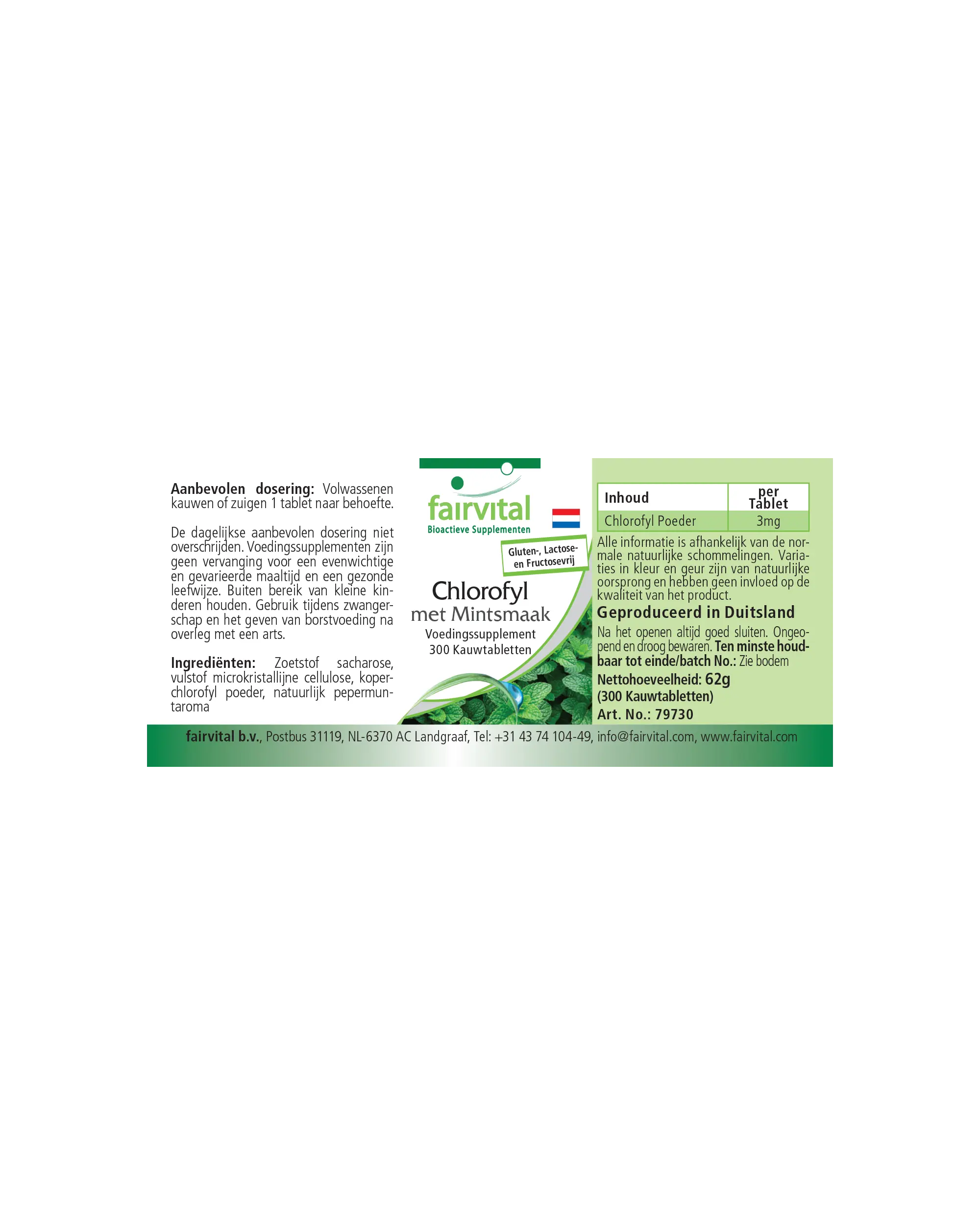 Chlorophyll mit Minzaroma - 300 Kautabletten - vegan | Fairvital