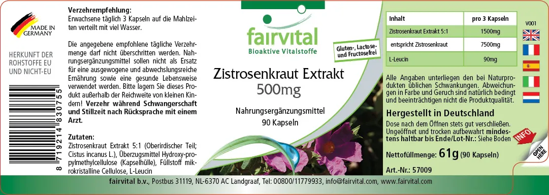 Zistrosenkraut Extrakt 500mg